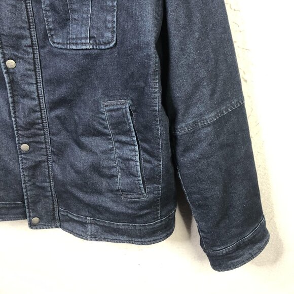 Levi's Jacket Mens Large Blue Denim Quilted Lined Zip Snap Front Stand Collar - Picture 9 of 16